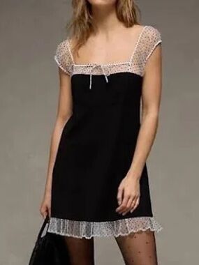 Black Sheer-Trim Dress